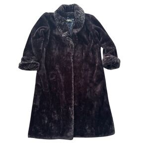 Monterey Fashions Faux Fur Coat Womens Size XL Long Length